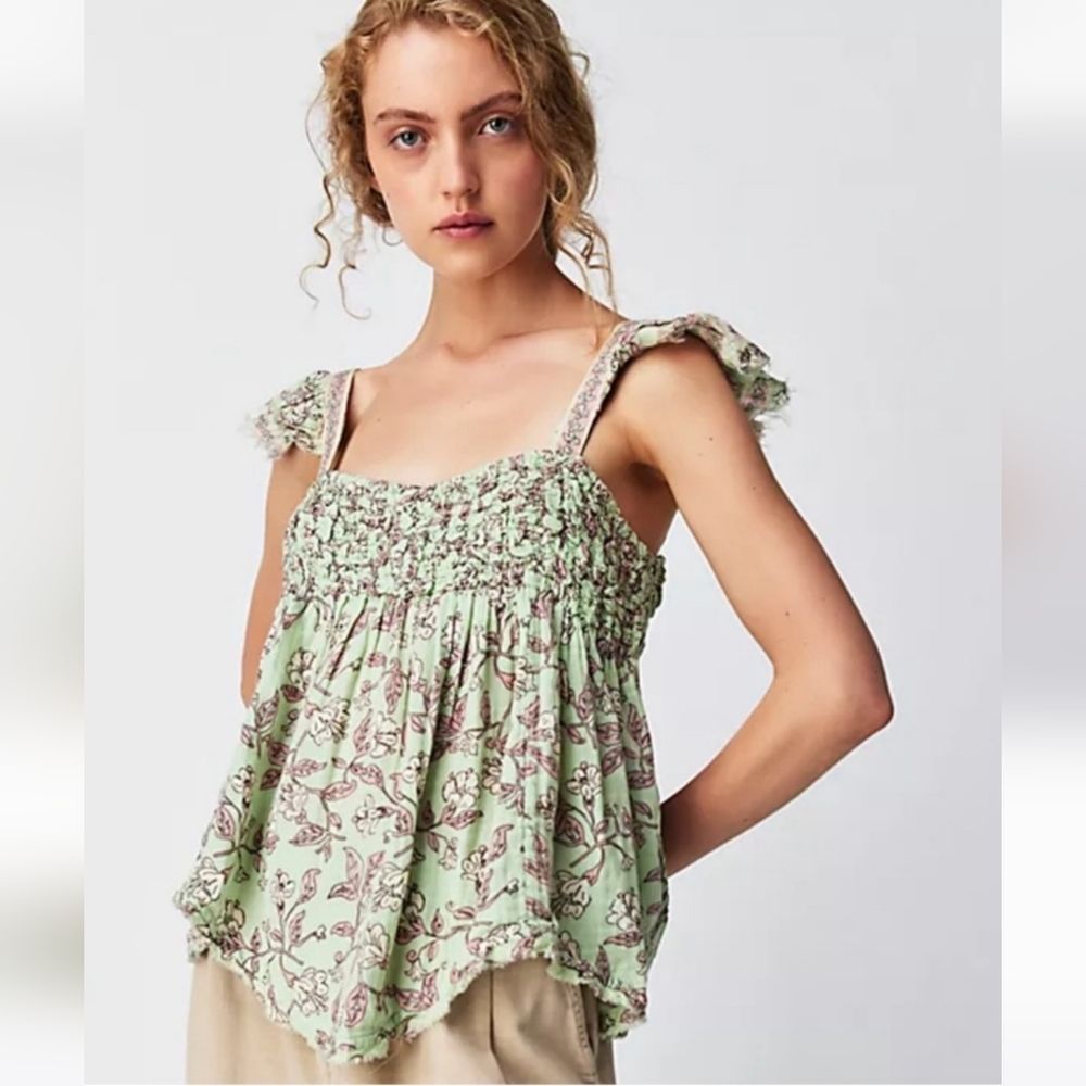 NWT FP Nala Baby Doll Top Mint Grn/Pink S